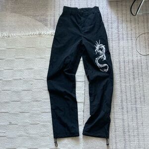 Black Graphic Pants